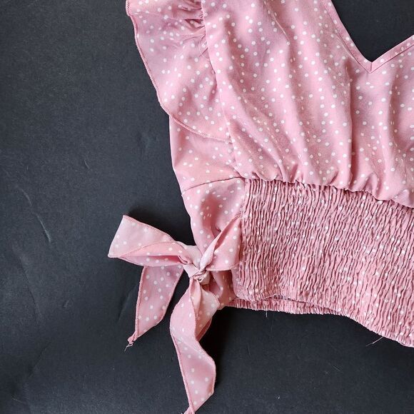 SHEIN Pink with White Polka Dot Blouse - Picture 7 of 8